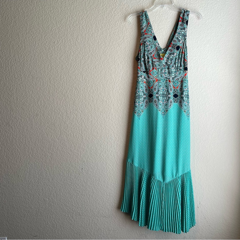 Anthropologie Maeve Paisley Pleated Maxi Dress